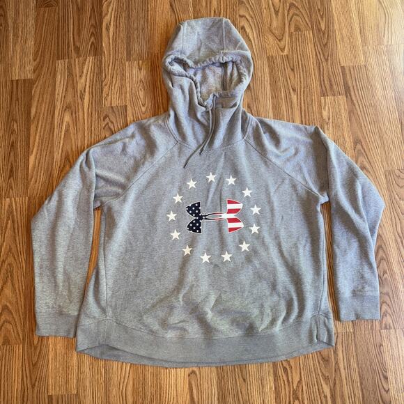 Under Armour Women's Gray Freedom Hoodie Size XL American Pullover High Neck - Picture 1 of 9